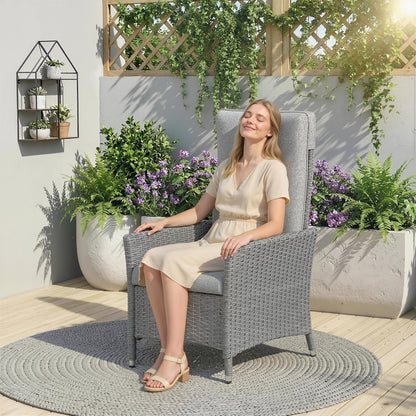 105°-150° Reclining Rattan Chair - Light Grey
