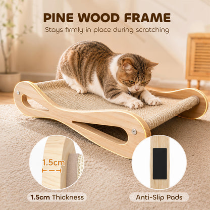 2 in 1 Sisal Cat Scratcher Bed Cat Scratching Board and Lounger 60 x 35 x 13 cm Cream White