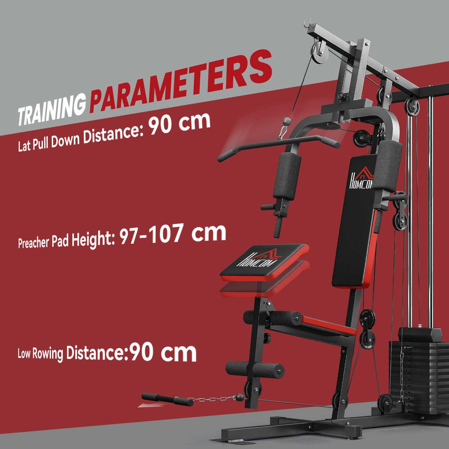 Multigym Station, with 66KG Weight Stack, for Strength Training, Black