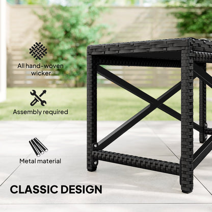 Outdoor Coffee Table Side Table with X-Shape Frame for Patio, Balcony, Black