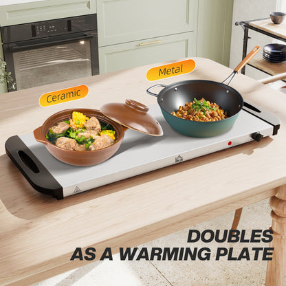 5 Tray Electric Food Warmer Buffet Server with Warming Plate, Cool Touch Handles, Adjustable Temperature, 300W