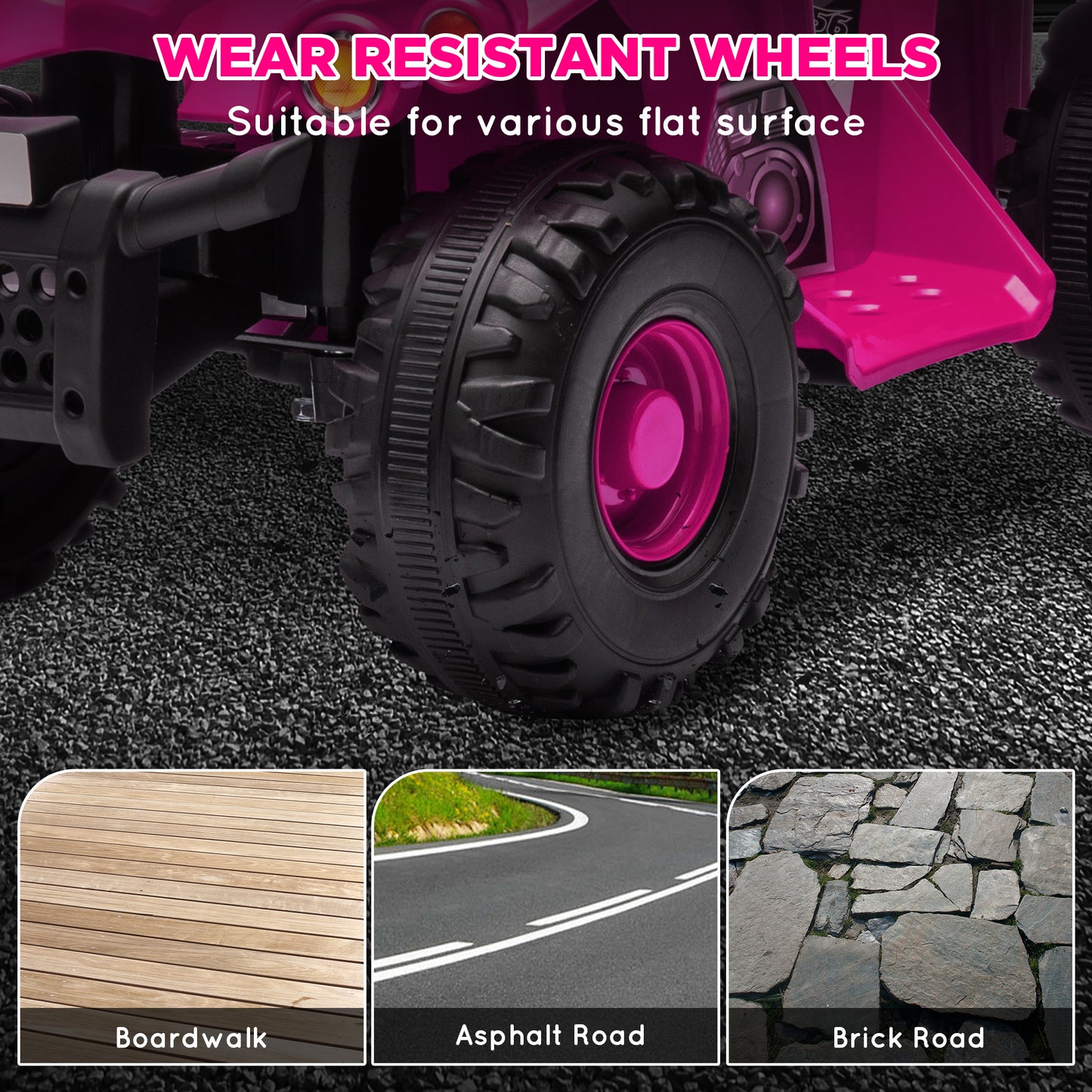 6V Kids Electric Quad Bike w/ Music, Forward Function, for 2-6 Years, Pink