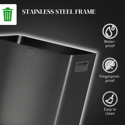 30L Dual Compartment Stainless Steel Bin, with Deodoriser Holders - Black