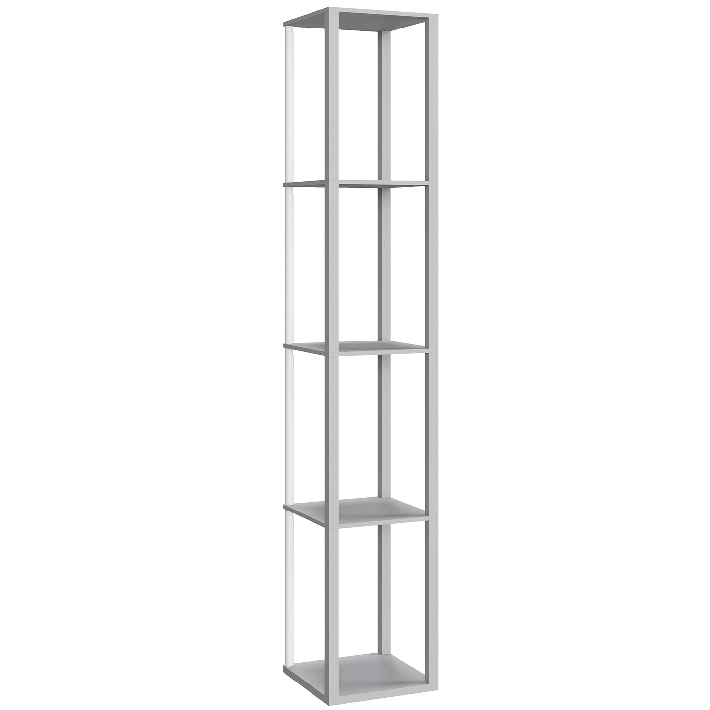 RGB LED Floor Lamp with Shelves, Modern Dimmable Standing Lamp with Remote Control