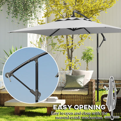 3(m) Cantilever Overhanging Parasol, with Cross Base - Light Grey