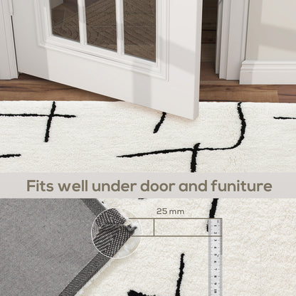 Modern Fluffy Area Rug, Geometric Pattern Washable Rug, Soft High Pile Floor Carpet for Living Room, Bedroom, Dining Room