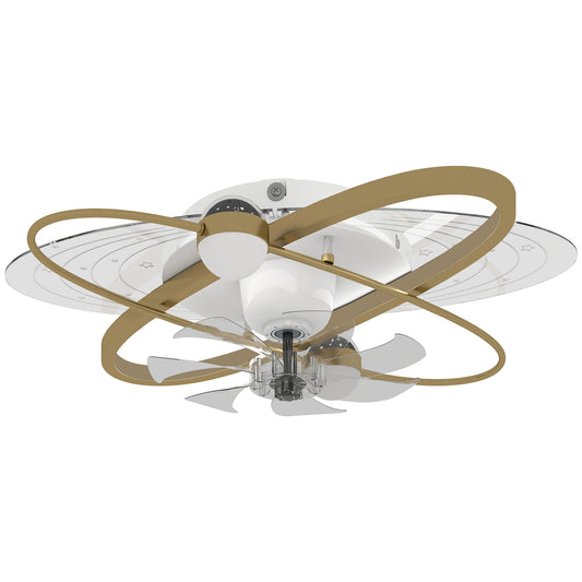 Ceiling Fan with Light and Remote, 3 Colour Temperatures, LED Mount Ceiling Fan Light for Bedroom, Gold Tone