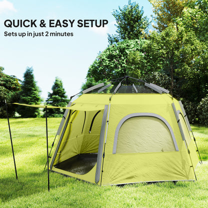 Instant Pop Up Camping Tent, 2/3/4 Person Easy Setup Dome Family Tent with Vestibule, Rainfly, 4 Mesh Windows & 2 Doors