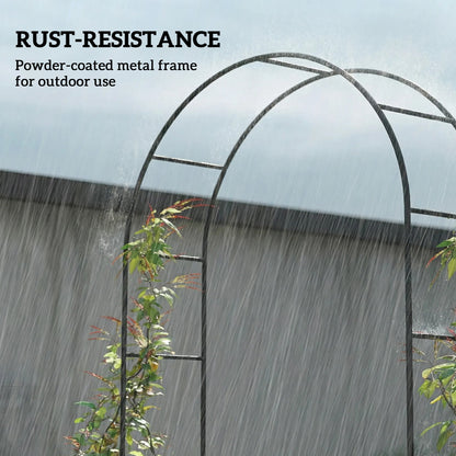 Garden Arch, 2.4 m High x 1.5 m Wide Metal Garden Trellis for Climbing Plants, Outdoor Wedding Arch for Bridal, Black