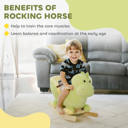 Kids Rocking Horse, Plush Ride-On Dinosaur Seat, with Seat Seat Belt, 32 Songs, Ride-On Horse