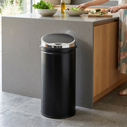 42L Automatic Motion Sensor Rubbish Bin with Fingerprint Resistant, Stainless Steel, Black