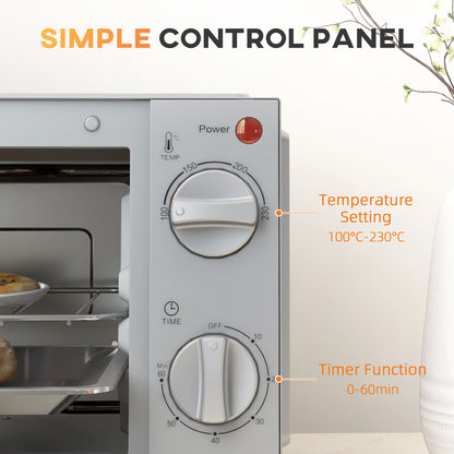 Mini Oven, 9L Countertop Electric Grill, Toaster Oven with Adjustable Temperature, Timer