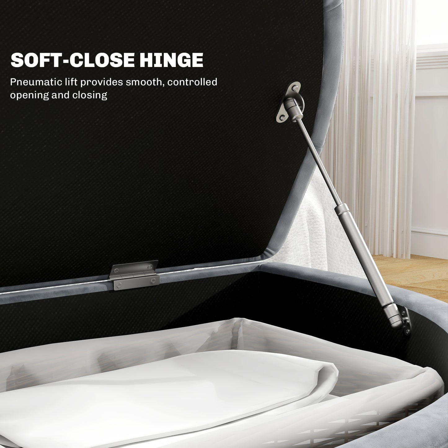 Velvet-Feel Half Circle Storage Ottoman - Dark Grey