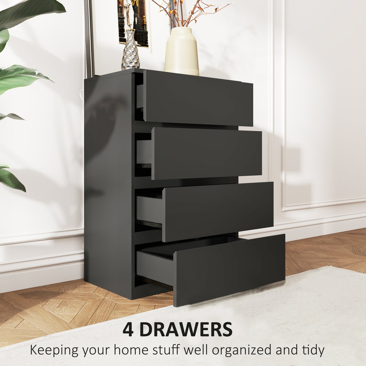 Chest of Drawers, 4-Drawer Storage Cabinets, Modern Dresser, Storage Drawer Unit for Bedroom