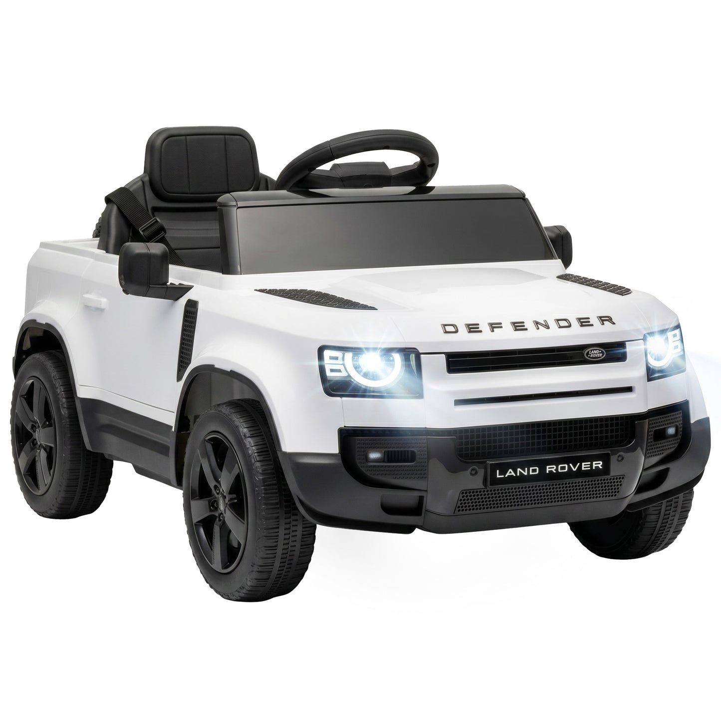 Land Rover Licensed 12V Kids Ride on Car with Remote, Suspension, Slow Start, 3 Speeds, Lights, Music, Horn, White