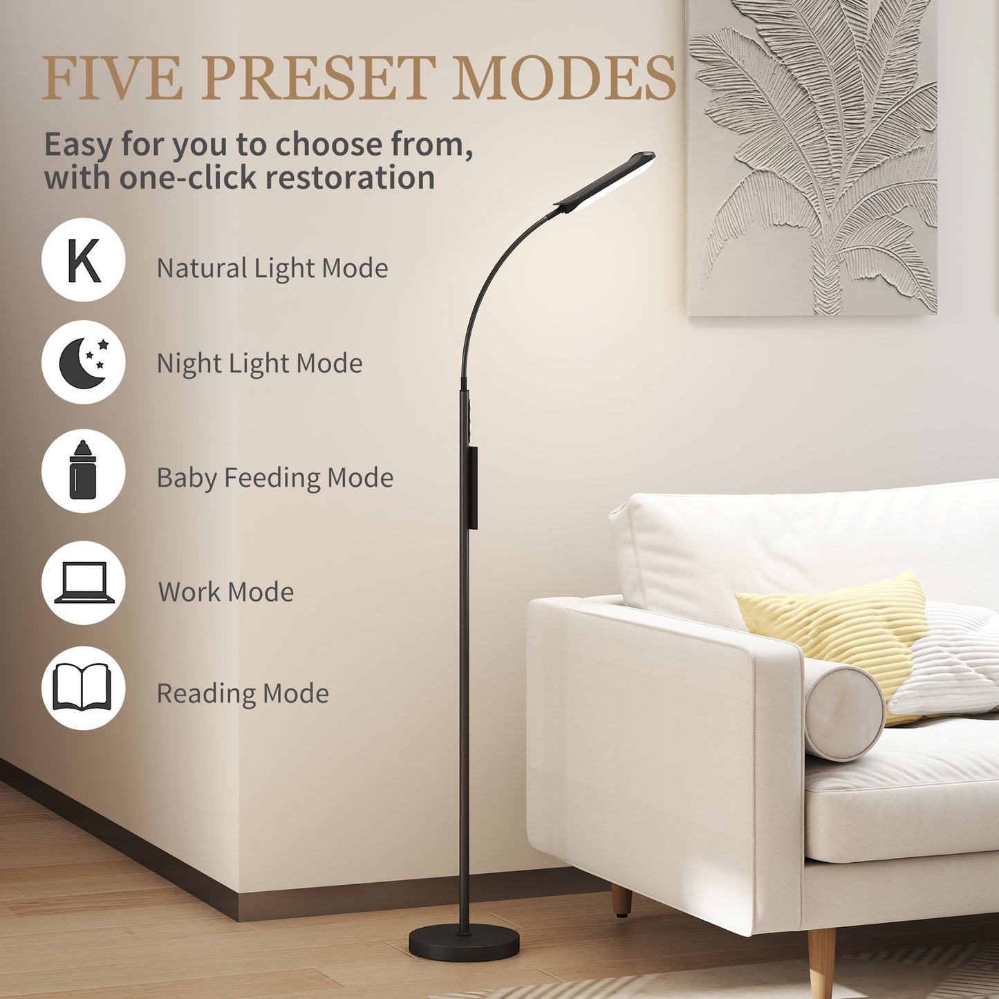 LED Floor Lamp, Standing Lamp with Remote & Touch Control, Stepless Dimmable Colours Temperature & Brightness