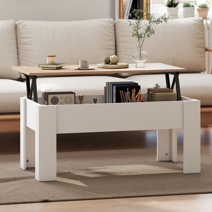 Lift Top Coffee Table with Hidden Storage Compartment, Lift Tabletop Pop-Up Center Table for Living Room