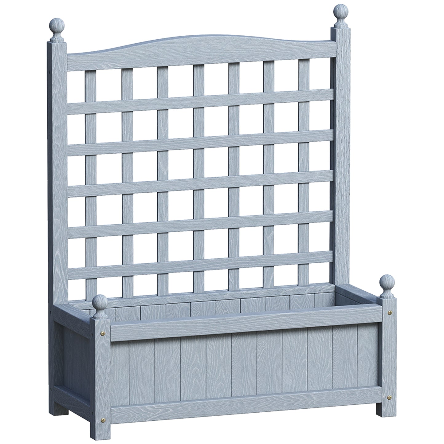 Garden Planters with Trellis for Climbing Vines, Wood Raised Beds for Garden, Flower Pot, Indoor Outdoor, Grey