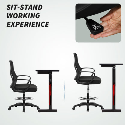 Drafting Chair with Adjustable Footrest, Ergonomic Mesh Office Chair with Lumbar Support