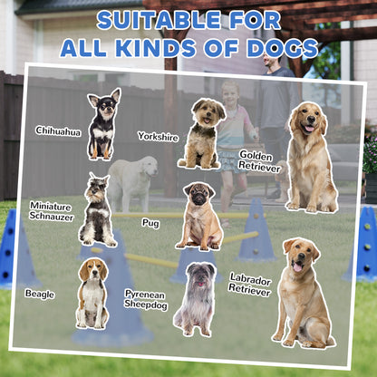 Dog Agility Equipment Set of Six Cones, Six Poles with Carry Bag, Three-Piece Adjustable Height Jumping Obstacles, Blue