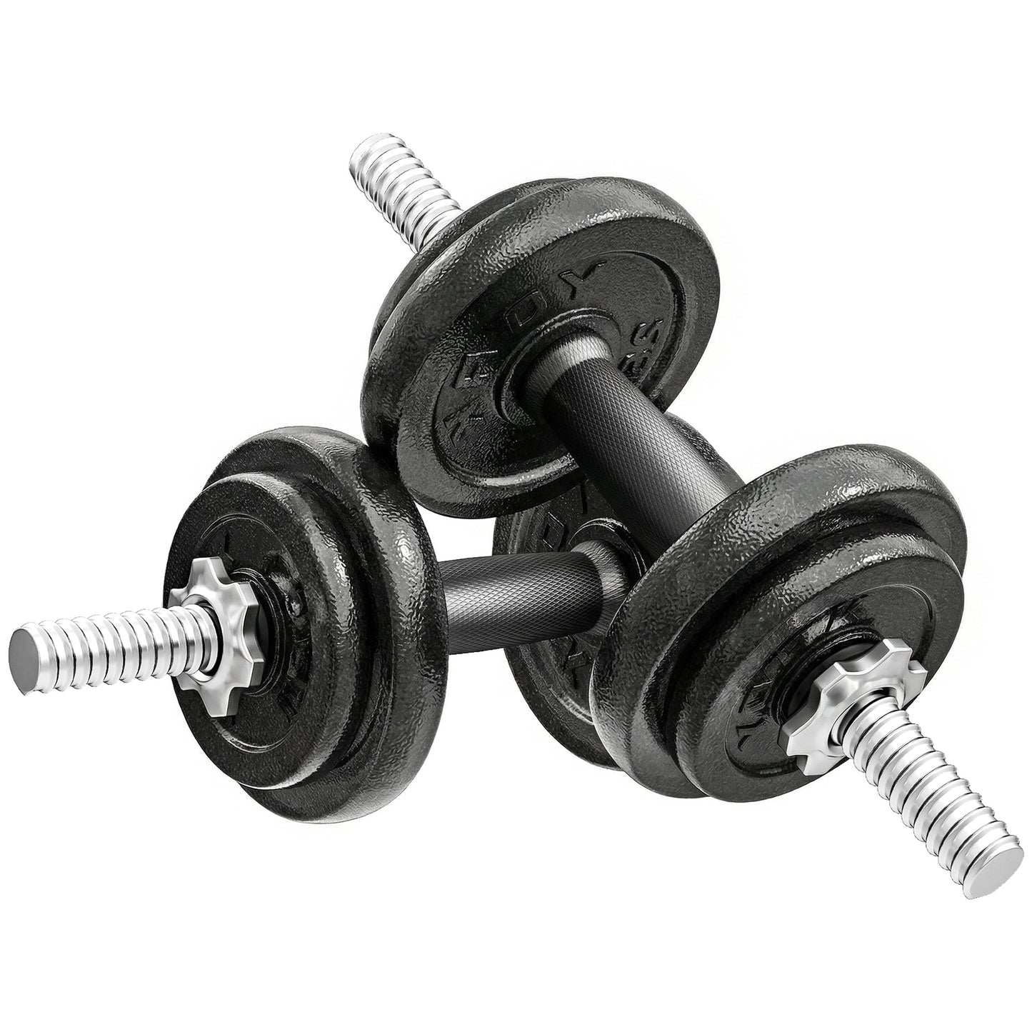 2-in-1 Adjustable Dumbbells Set, 20kg Cast Iron Weights Dumbbells Set with Non-Slip Grip for Strength Training