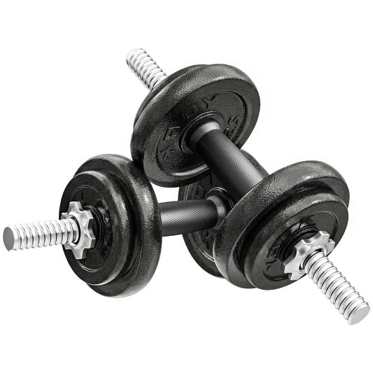 2-in-1 Adjustable Dumbbells Set, 20kg Cast Iron Weights Dumbbells Set with Non-Slip Grip for Strength Training