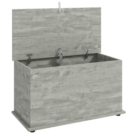 Storage Chest, 102L Blanket Box, Shoe Bench with Safety Hinged Lid, Bed End Bench for Bedroom, 80 x 40 x 45cm, Grey