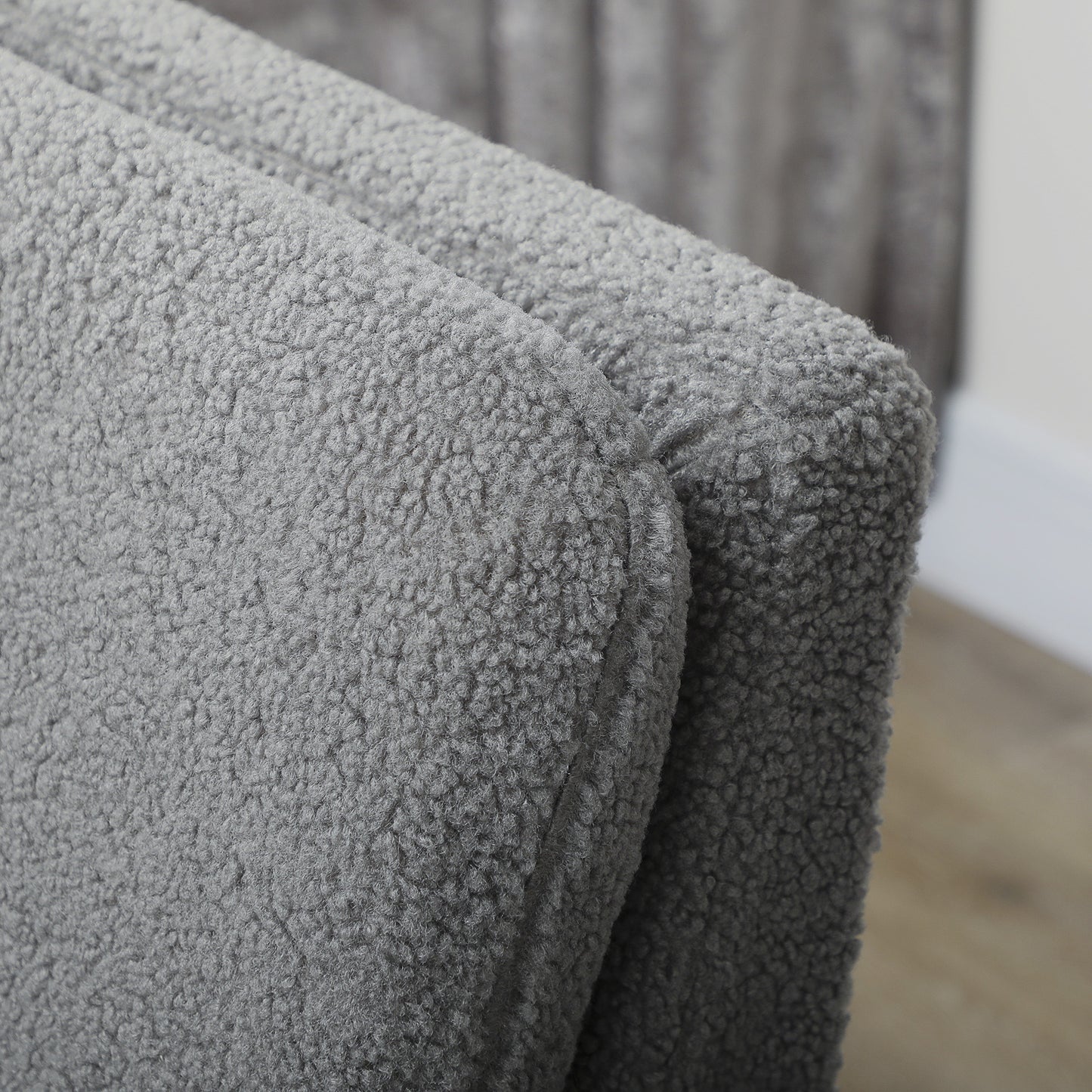 Armchair, Upholstered Accent Chair with Wood Legs and Wide Padded Seat, Teddy Occasional Chair, Grey
