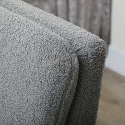 Armchair, Upholstered Accent Chair with Wood Legs and Wide Padded Seat, Teddy Occasional Chair, Grey