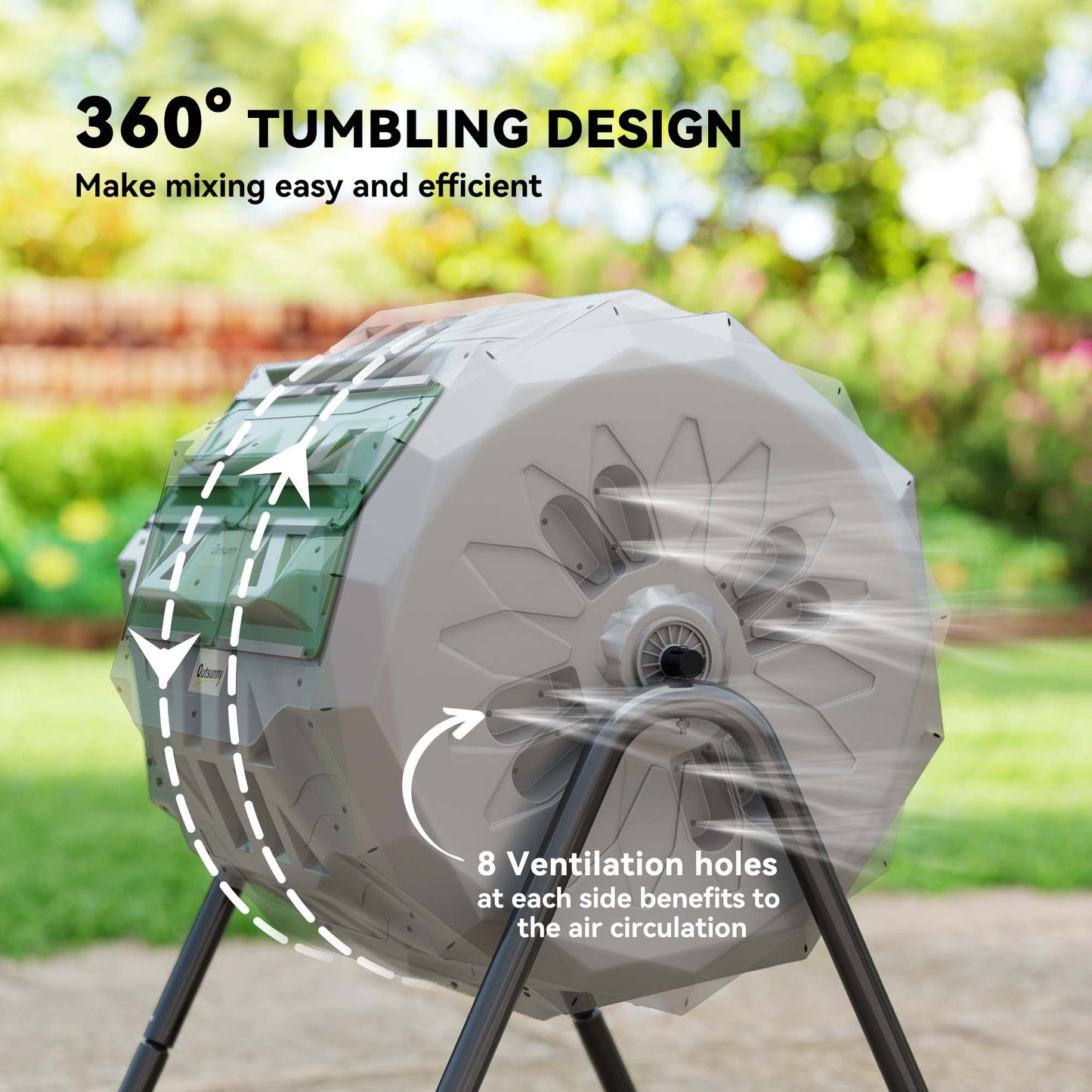 160L 360° Rotating Dual Chamber Composter - Grey