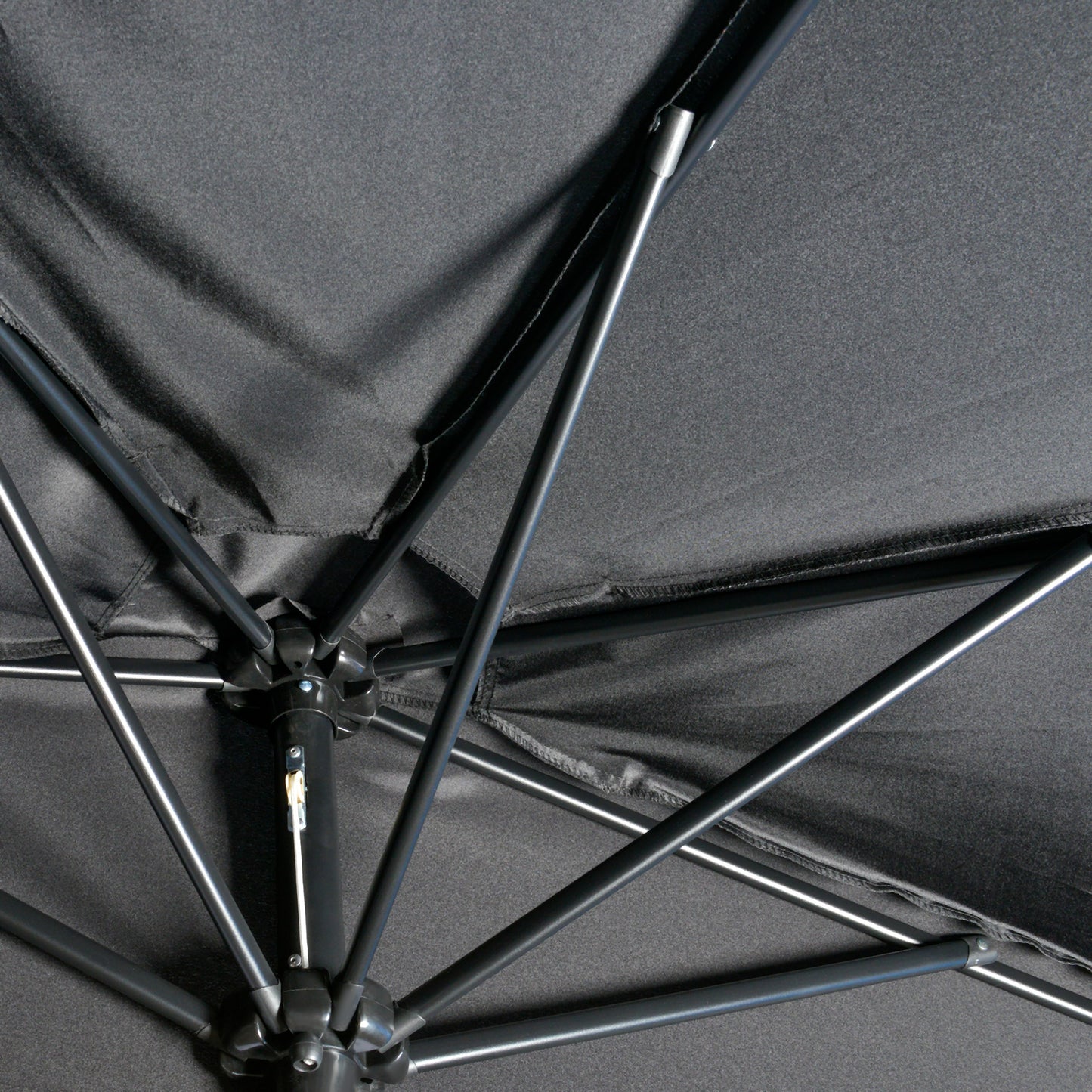 3(m) Half Parasol, Semi Round Umbrella with Metal Frame, Crank Handle for Balcony, Garden, Black