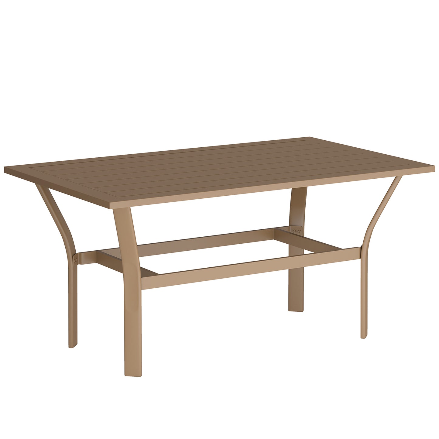 Metal Garden Coffee Table, Rectangular Outdoor Side Table with Slatted Tabletop, Foot Pads for Outside, Garden, Balcony