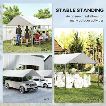 3 x 6m Heavy Duty Carport Garage Car Shelter Galvanized Steel Water UV Resistant Waterproof, White