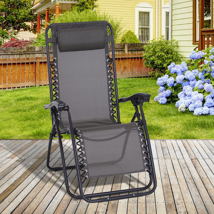 Zero Gravity Chair Metal Frame Texteline Armchair Outdoor Folding and Reclining Sun Lounger with Head Pillow for Patio Deckin