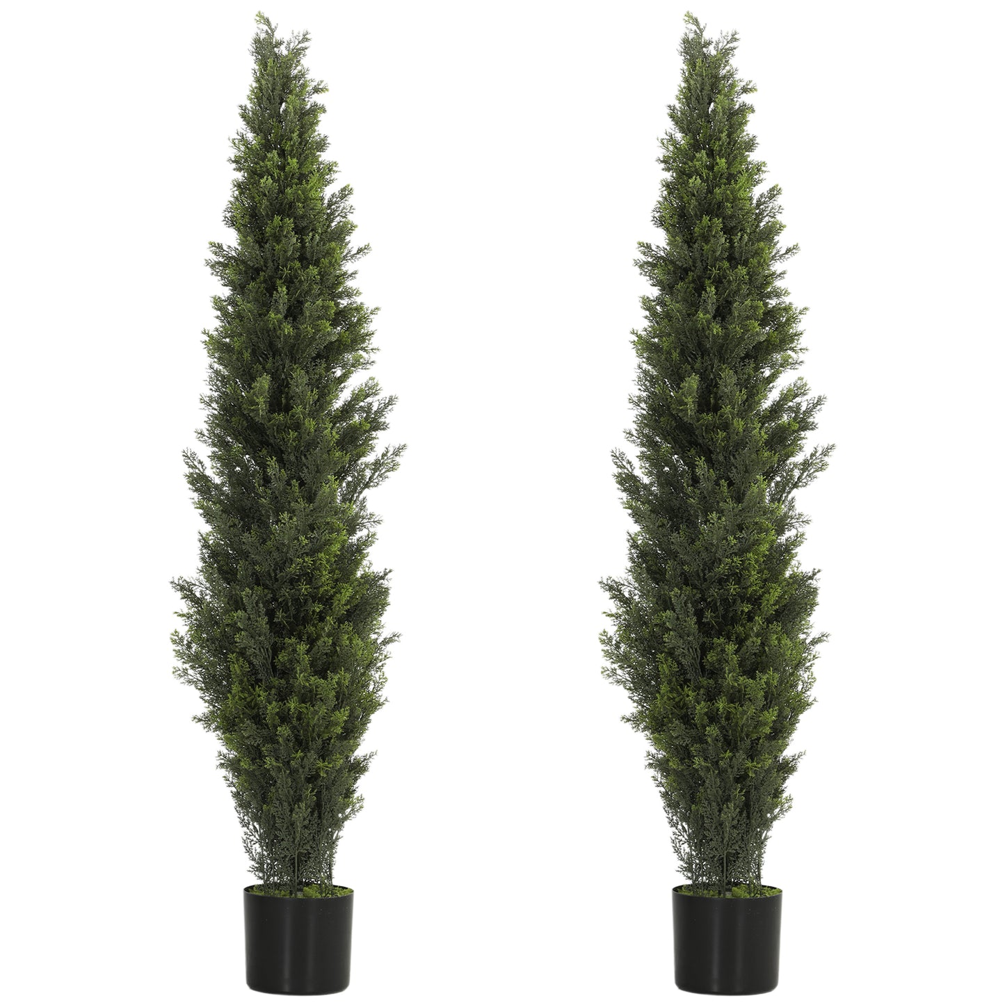 Set of 2 Decorative Artificial Plants Cypress in Weighted Pot, Fake Plant with 2035 Leaves, 150 cm