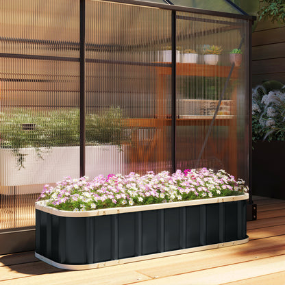 Galvanised Raised Garden Bed, 4.5 x 2 x 1 ft Metal Planter with Gloves and Folded Edging, Dark Grey