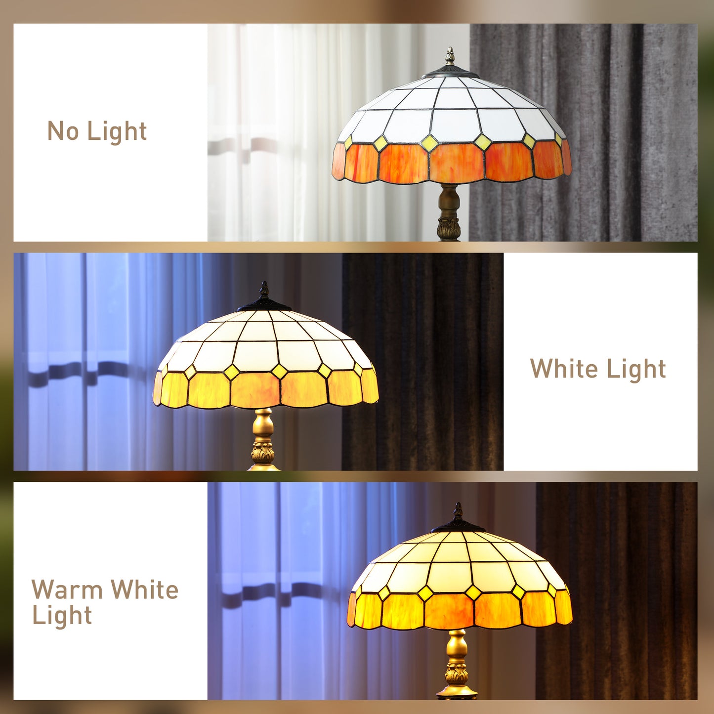 Tiffany-Style Floor Lamp with Handcrafted Stained Glass Shade