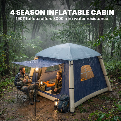 Inflatable Camping Tent w/ Hand Pump, Easy Setup 1/2 Person Blow Up Tent, Dark Blue
