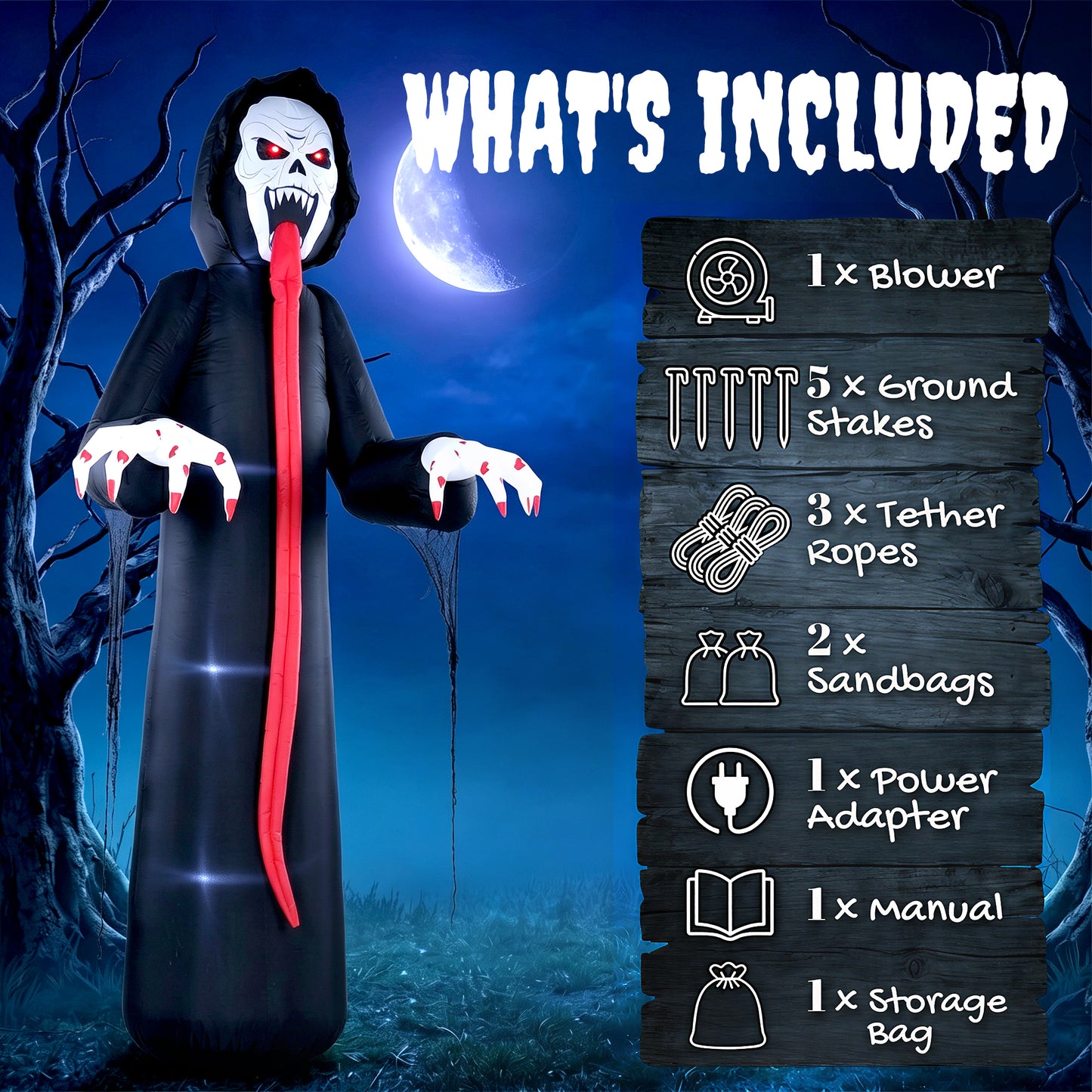 10 FT Halloween Inflatable Skeleton, Scary Halloween Decoration with Built-in LED Lights for Indoor Outdoor Decor