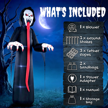 10 FT Halloween Inflatable Skeleton, Scary Halloween Decoration with Built-in LED Lights for Indoor Outdoor Decor