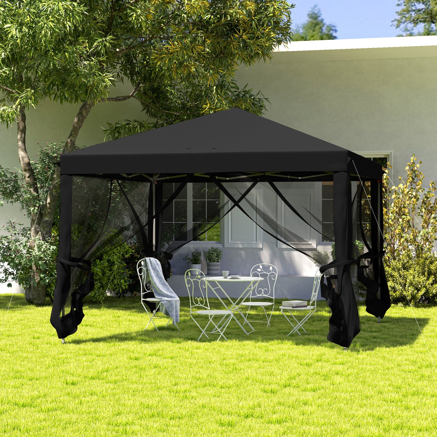 3 x 3 m Pop Up Gazebo, 420D Garden Tent Canopy with Removable Mesh Sidewall Netting, Carry Bag for Garden Patio Outdoor
