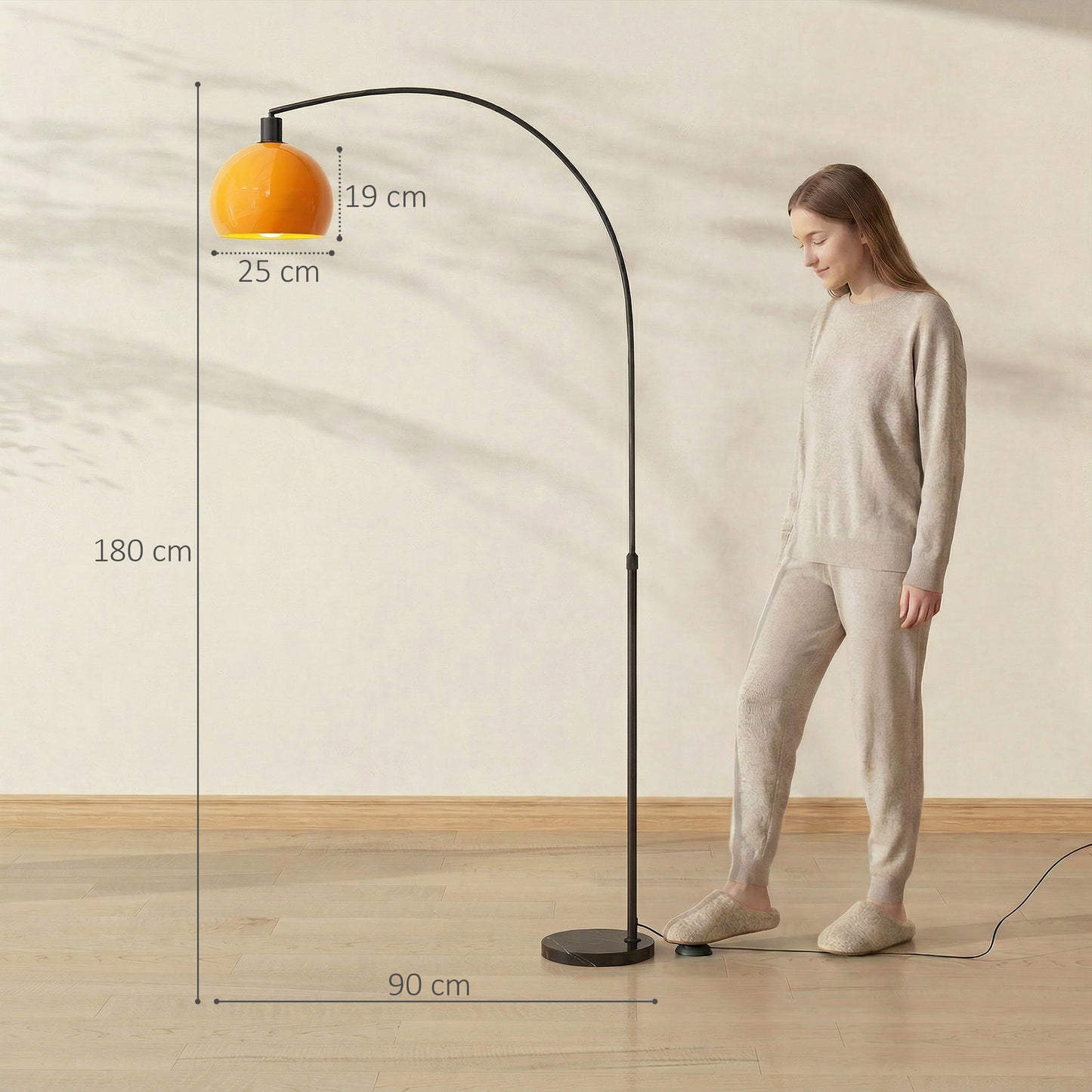 Floor Lamp for Living Room, Modern Standing Lamp with Shade & Foot Switch for Bedroom, Office, Black