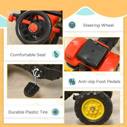 Ride On Tractor for Kids, 3 in 1 Ride On Excavator Toy Car with Adjustable Bucket, Digger and Removable Trailer