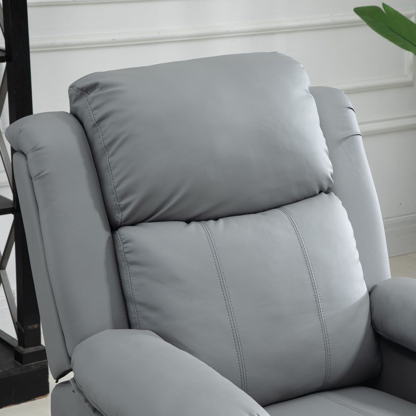 Riser and Recliner Chair with Vibration Massage, PU Leather Power Lift Chair for Elderly, Grey