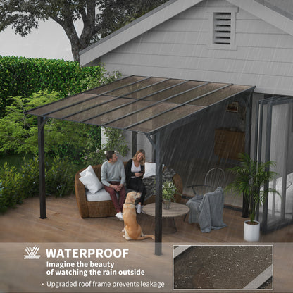 3 x 3 m Lean to Pergola with UPF 50+ Waterproof Polycarbonate Roof