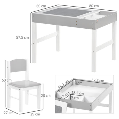 Kids Table and Chair Set, with Storage Space - Grey