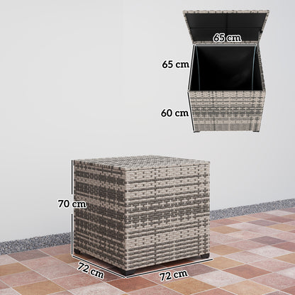 253L Garden Storage Box, Rattan Deck Box with Zipped Liner, Safe Pneumatic Rod, Patio Storage Container, Mixed Grey