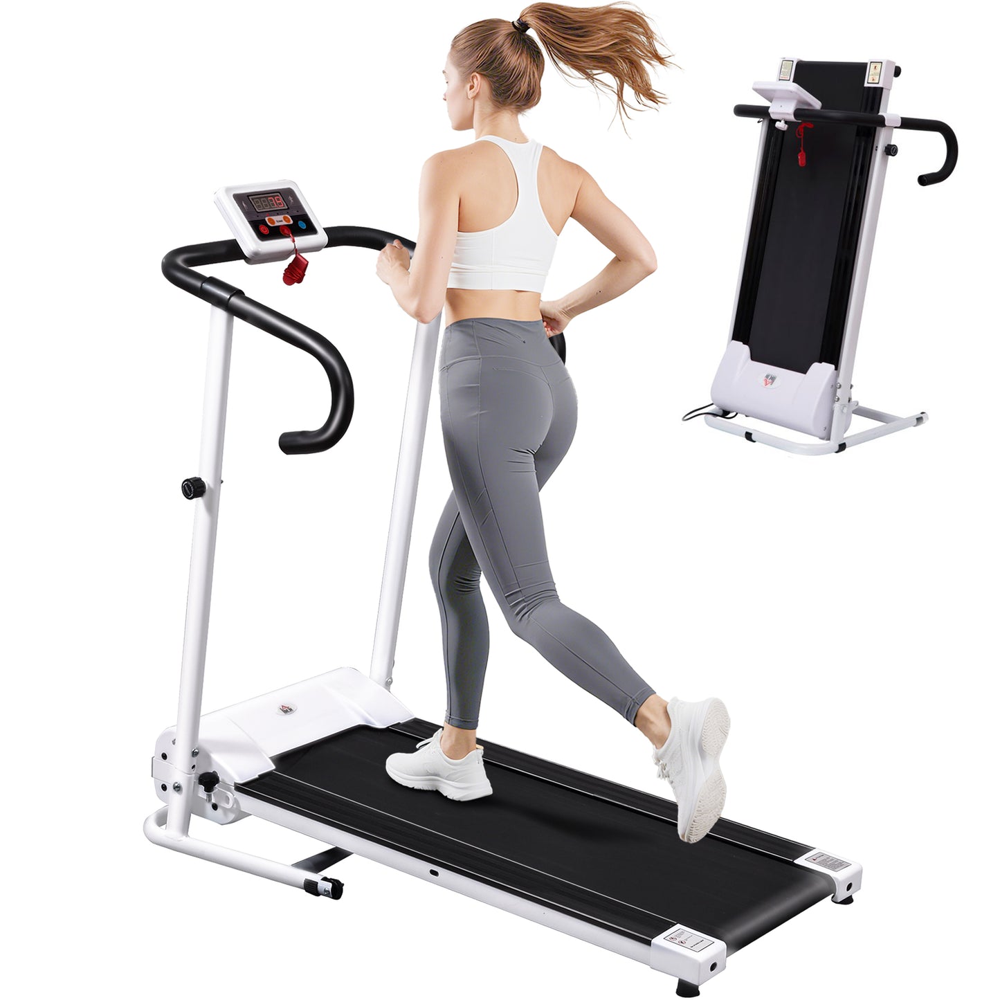 Folding Treadmill with Incline, Walking Pad Treadmill for Home, 1-10km/h Under Desk Running Machine