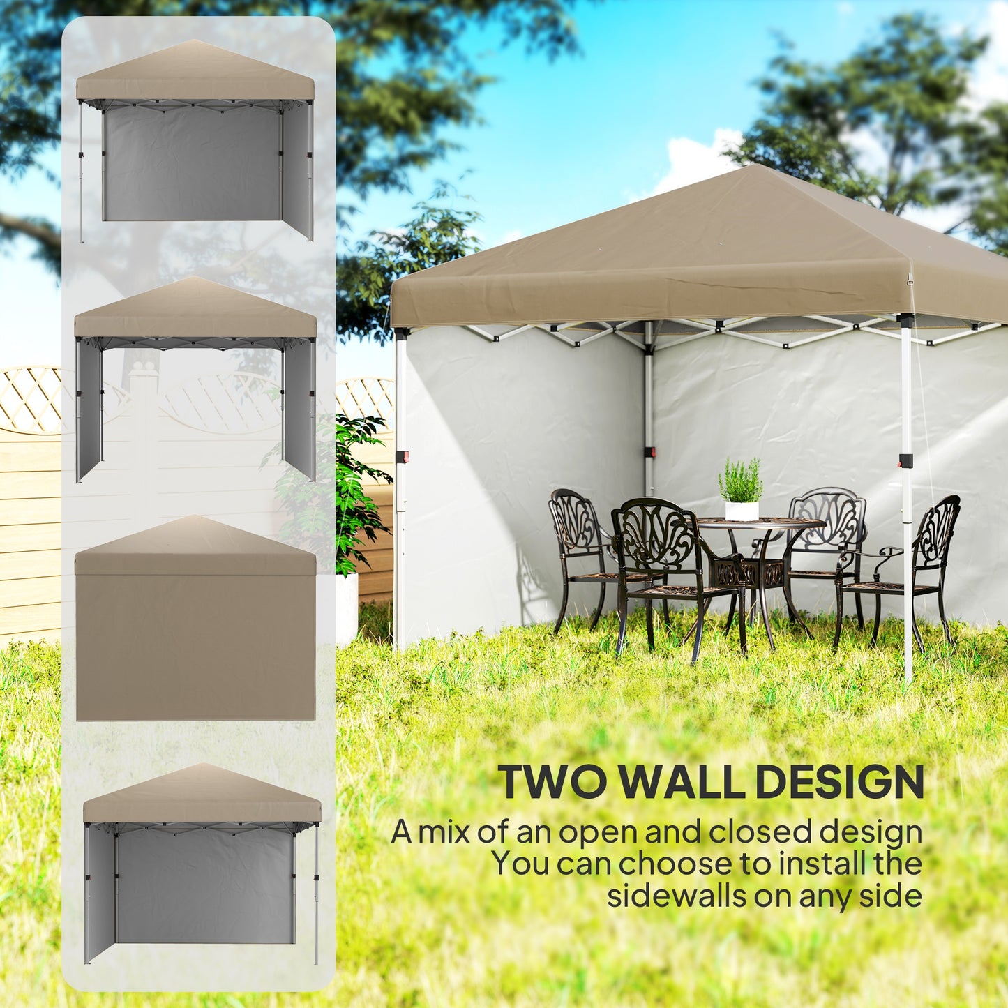3 x 3 (M) Pop Up Gazebo, UPF 30+ with 2 Sidewalls, Leg Weight Bags and Wheeled Bag