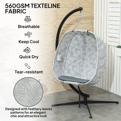 Hanging Egg Chair Outdoor Indoor Garden Swing Chair with Folding Basket, Garden Hanging Chair with Stand, Thickened Cushion